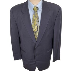 DURBAN Blazer Mens 42 Navy Blue Tan Check Sport Jacket Italian